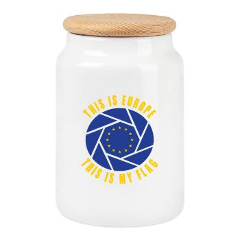 Europa Design / Flagge Europäer Brüssel - Keksdose mit Holzdeckel - Weiß - Vorne