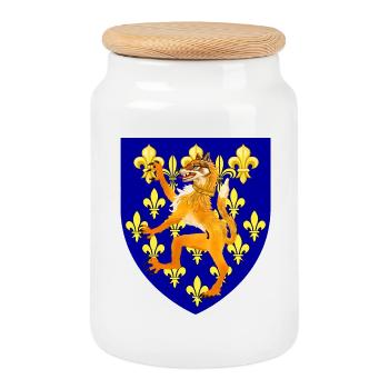 blason héraldique loup - Boîte à biscuits avec couvercle en bois - blanc - Devant