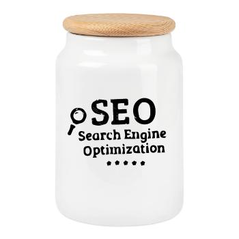 SEO - Boîte à biscuits avec couvercle en bois - blanc - Devant