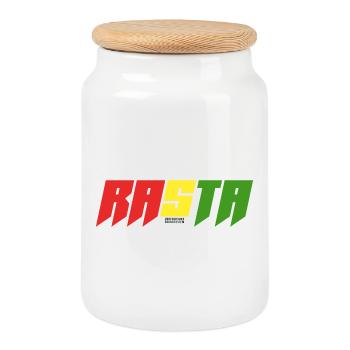 Logo du bloc de couleur Rasta - Boîte à biscuits avec couvercle en bois - blanc - Devant
