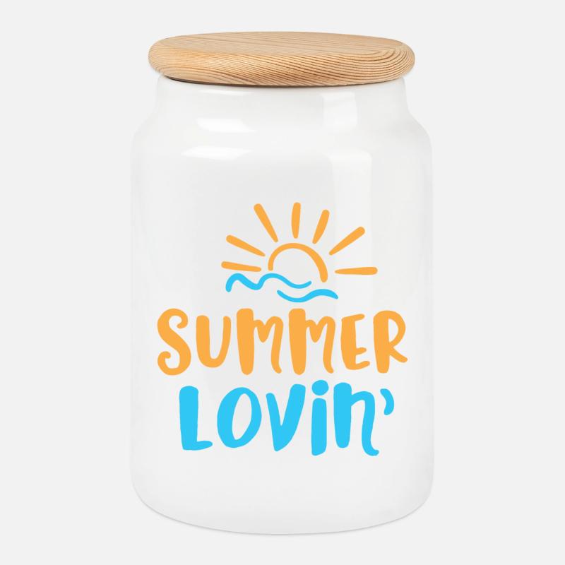 Summer Lovin ' - Cookie Jar with Wooden Lid - white