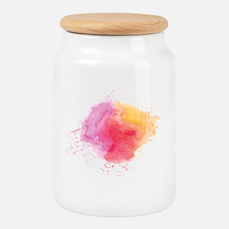 Aquarell - Keksdose mit Holzdeckel - Weiß