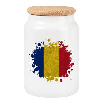 Romania Klecks Vintage / Gift Bucharest - Cookie Jar with Wooden Lid - white - Front