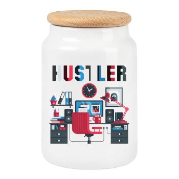 Bourreau de travail - Boîte à biscuits avec couvercle en bois - blanc - Devant