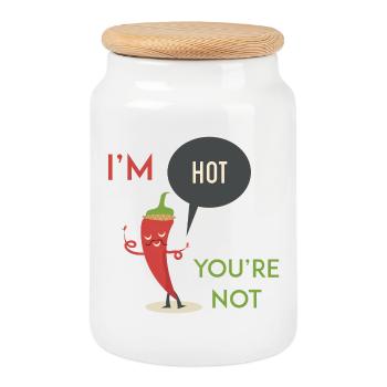 I'm Hot You're Not - Cookie Jar with Wooden Lid - white - Front