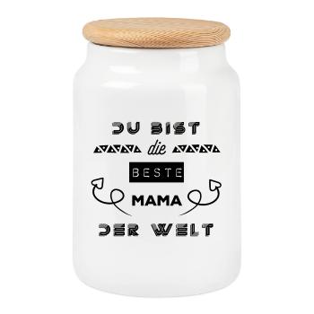 Du bist die beste mama der Welt - Keksdose mit Holzdeckel - Weiß - Vorne