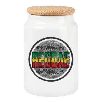 Rainbow Rasta Peace Symbol - Cookie Jar with Wooden Lid - white - Front