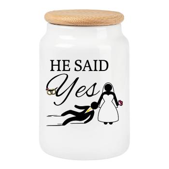 Bachelor bachelor wedding marriage party - Cookie Jar with Wooden Lid - white - Front