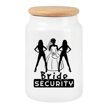 Braut Team Security Junggesellinnenabschied Party - Keksdose mit Holzdeckel - Weiß - Vorne
