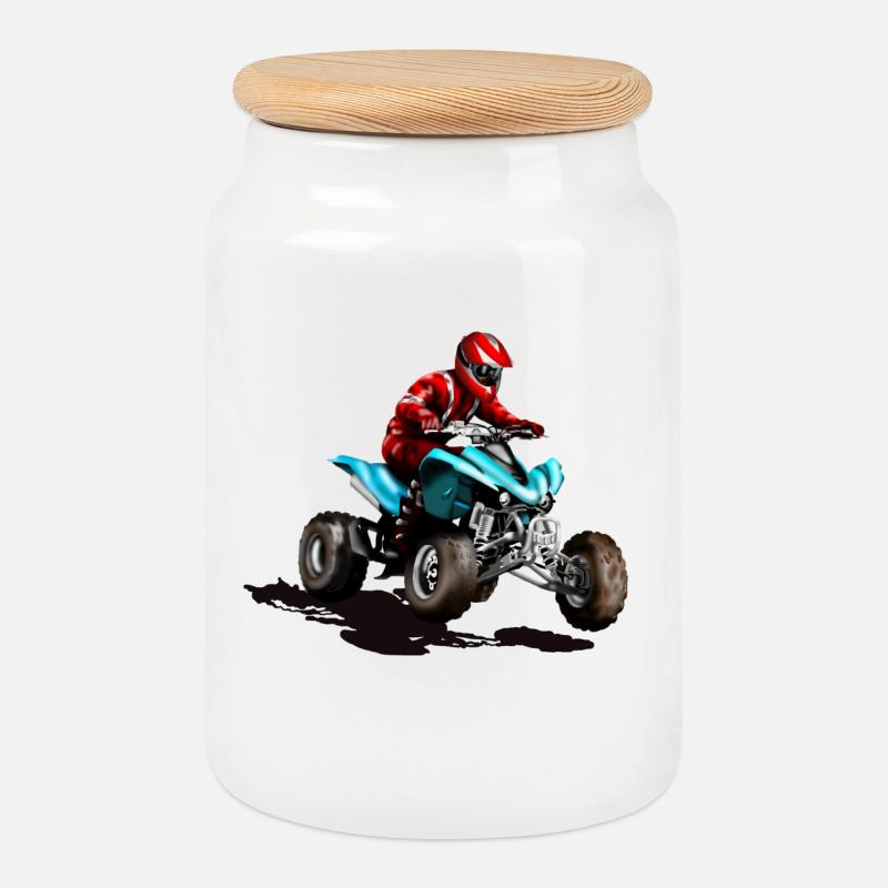 Quad - Keksdose mit Holzdeckel - Weiß
