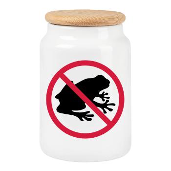 frog forbidden shield zone no kroete silhouett - Cookie Jar with Wooden Lid - white - Front