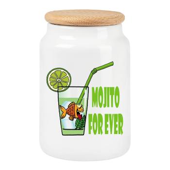 Mojito et poisson rouge - Boîte à biscuits avec couvercle en bois - blanc - Devant