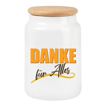 DANKE für Alles - Keksdose mit Holzdeckel - Weiß - Vorne
