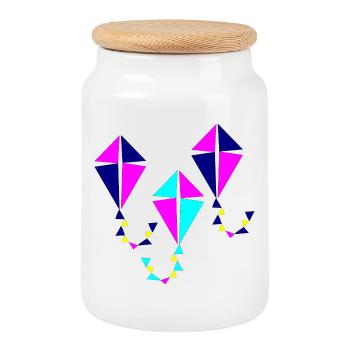 Kites AUTUMN - Cookie Jar with Wooden Lid - white - Front