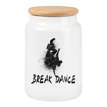 Break dance / Cadeau Danse Breakdance Hip Hop - Boîte à biscuits avec couvercle en bois - blanc - Devant