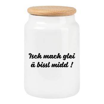 Mitmachen Sächsisch Spruch Ossi DDR Osten Geschenk - Keksdose mit Holzdeckel - Weiß - Vorne