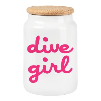dive girl - Keksdose mit Holzdeckel - Weiß - Vorne