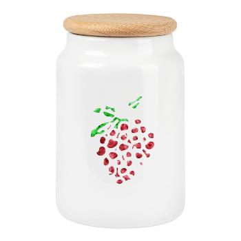 Crazy strawberry - Cookie Jar with Wooden Lid - white - Front