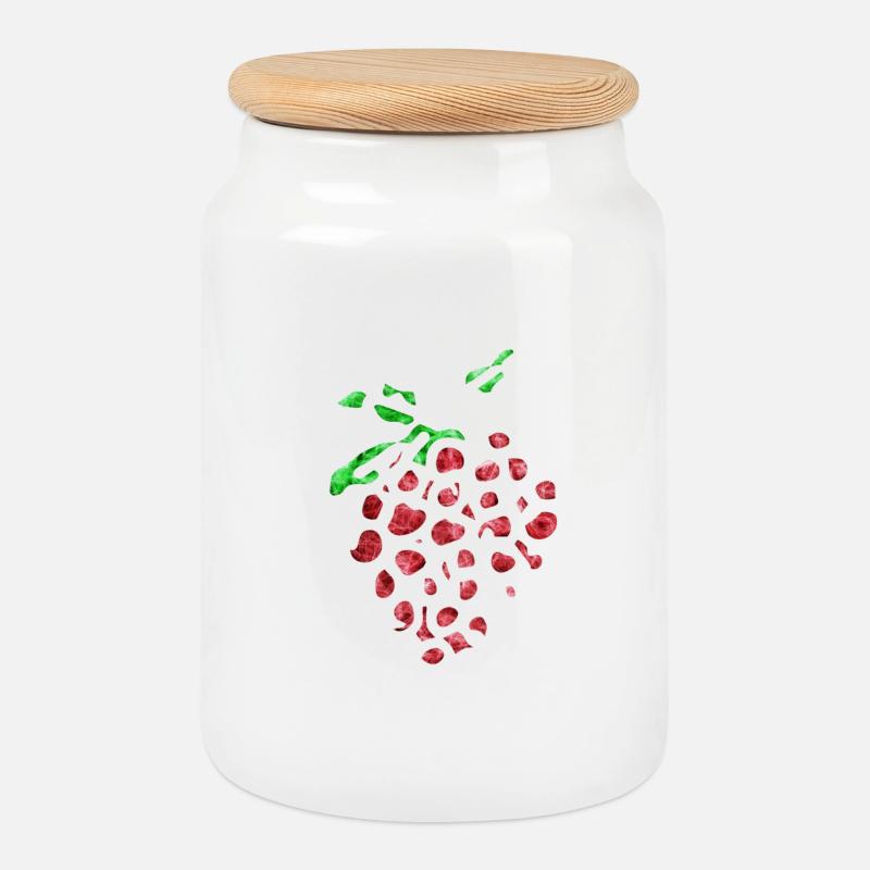 Crazy strawberry - Cookie Jar with Wooden Lid - white