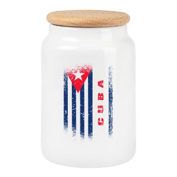 Cuba Drapeau / Cuba Cadeau Des Caraïbes La Havane - Boîte à biscuits avec couvercle en bois - blanc - Devant