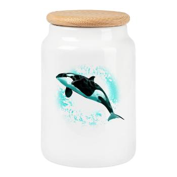 orca - Cookie Jar with Wooden Lid - white - Front