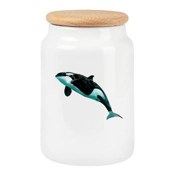 Orca - Cookie Jar with Wooden Lid - white - Front