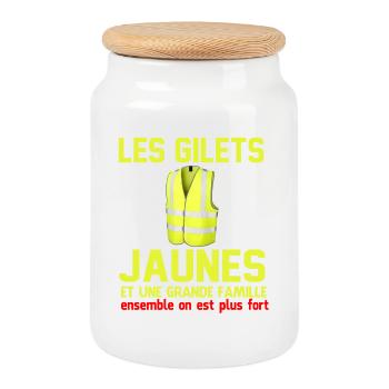 Yellow Comfort Vestfor families - Cookie Jar with Wooden Lid - white - Front