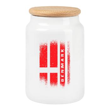 Dänemark Flaggen Design / Geschenk Kopenhagen - Keksdose mit Holzdeckel - Weiß - Vorne