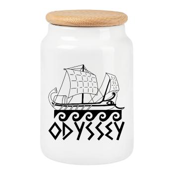Boat and odyssey - Cookie Jar with Wooden Lid - white - Front