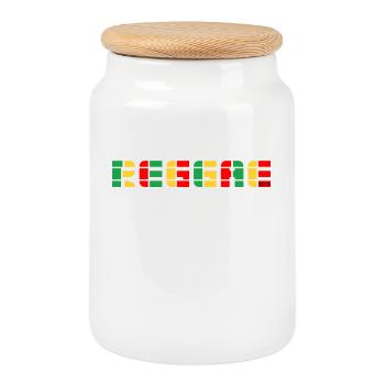 Reggae Color Block Logo - Cookie Jar with Wooden Lid - white - Front