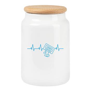Rythme cardiaque des années 90 - Boîte à biscuits avec couvercle en bois - blanc - Devant
