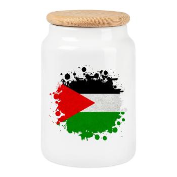 Palestine Blobs / Flag Gift Islamabad - Cookie Jar with Wooden Lid - white - Front