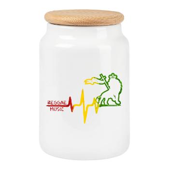 Reggae Löwe Rhythmus Icon - Keksdose mit Holzdeckel - Weiß - Vorne