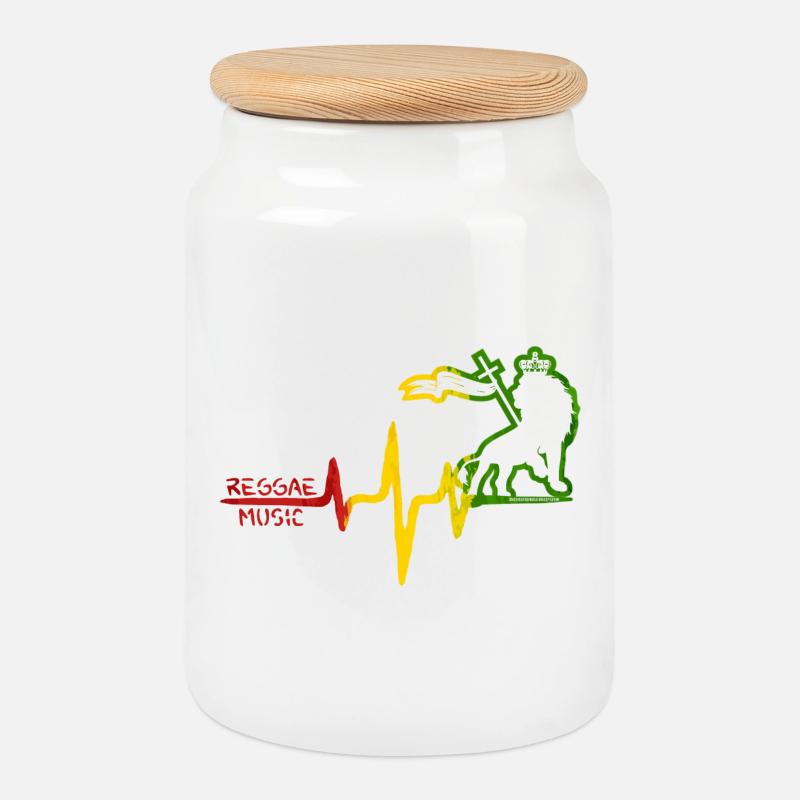 Reggae Löwe Rhythmus Icon - Keksdose mit Holzdeckel - Weiß