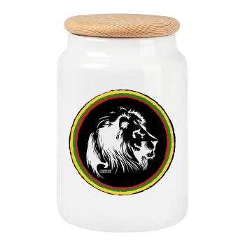 Rasta Color Wheel Ring - Cookie Jar with Wooden Lid - white - Front
