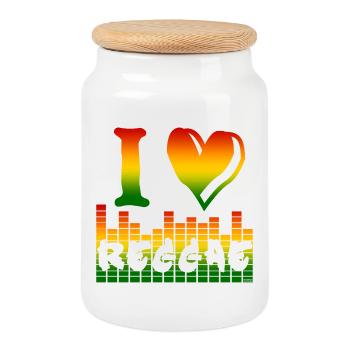 I Love Reggae Rainbow - Cookie Jar with Wooden Lid - white - Front