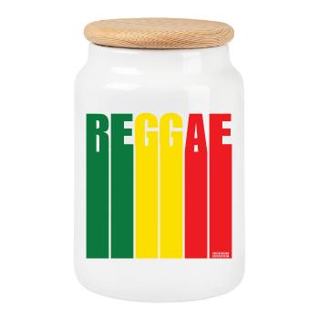 Reggae Color Block Banner - Cookie Jar with Wooden Lid - white - Front