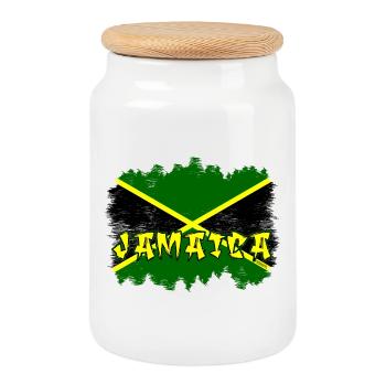 Jamaika Graffiti Flag Design - Keksdose mit Holzdeckel - Weiß - Vorne