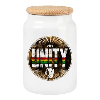 Unity Rastafari Peace Symbol - Cookie Jar with Wooden Lid - white - Front