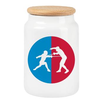 Fencing / Escrime / Fechten - Keksdose mit Holzdeckel - Weiß - Vorne