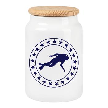 Diving - Cookie Jar with Wooden Lid - white - Front