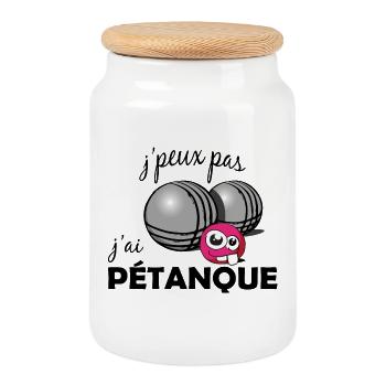 JPEUX PAS JAI PETANQUE - Boîte à biscuits avec couvercle en bois - blanc - Devant