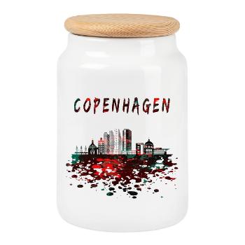 Copenhague Skyline / Cadeau Danemark Ville - Boîte à biscuits avec couvercle en bois - blanc - Devant
