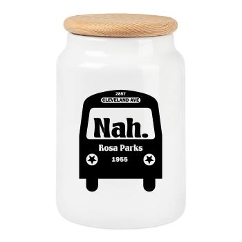 Nah Rosa Parks Bus Afro Frieden Toleranz Geschenk - Keksdose mit Holzdeckel - Weiß - Vorne