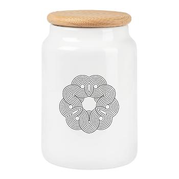 Mandala illusion lignes yoga modèle cadeau zen - Boîte à biscuits avec couvercle en bois - blanc - Devant