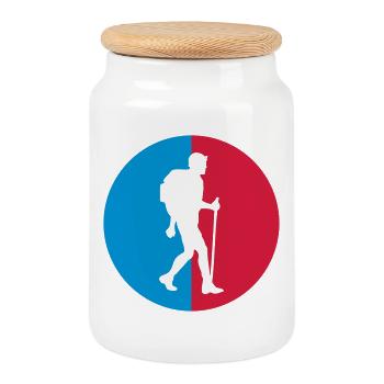 Hiking / Wandern / Randonnée - Cookie Jar with Wooden Lid - white - Front