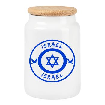 Israël cercle avec pavillon national cadeau - Boîte à biscuits avec couvercle en bois - blanc - Devant