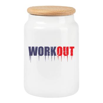 Work Out - Cookie Jar with Wooden Lid - white - Front