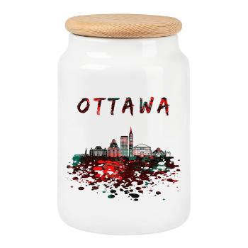 Ottawa Skyline / Kanada Geschenk Stadt - Keksdose mit Holzdeckel - Weiß - Vorne
