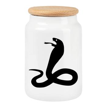 serpent - Boîte à biscuits avec couvercle en bois - blanc - Devant